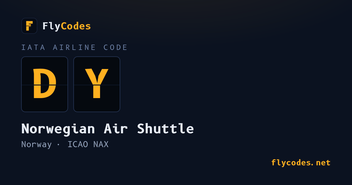 DY Airline Code: Norwegian Air Shuttle (NAX) | FlyCodes
