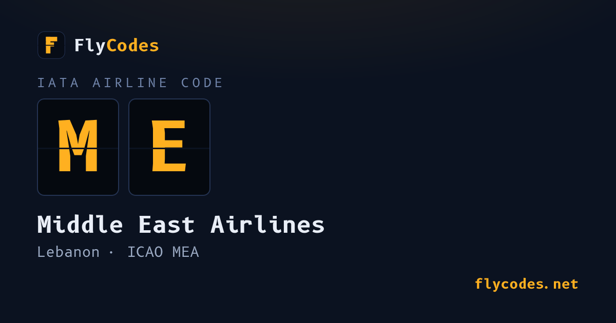 ME Airline Code: Middle East Airlines (MEA) | FlyCodes