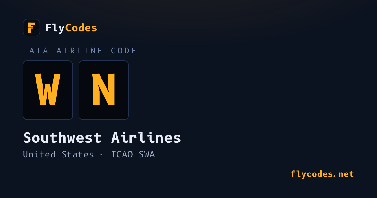 WN Airline Code: Southwest Airlines (SWA) | FlyCodes