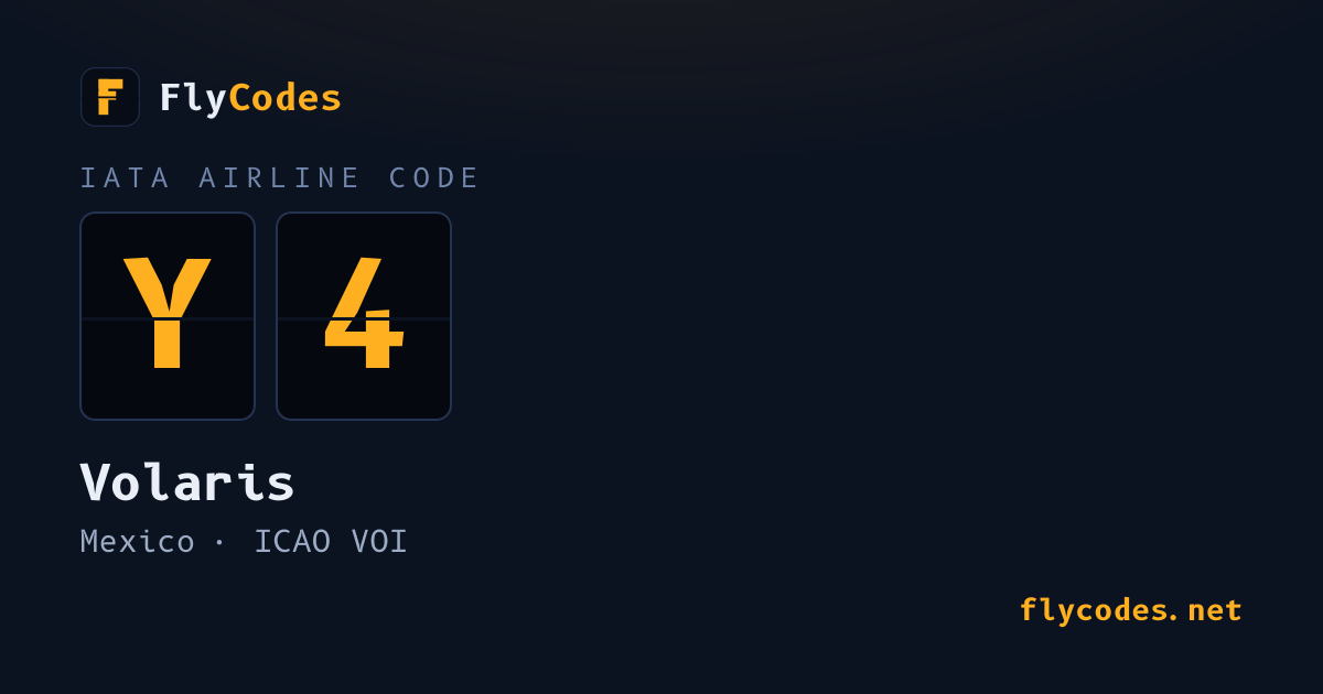 Y4 Airline Code: Volaris (VOI), Callsign | FlyCodes