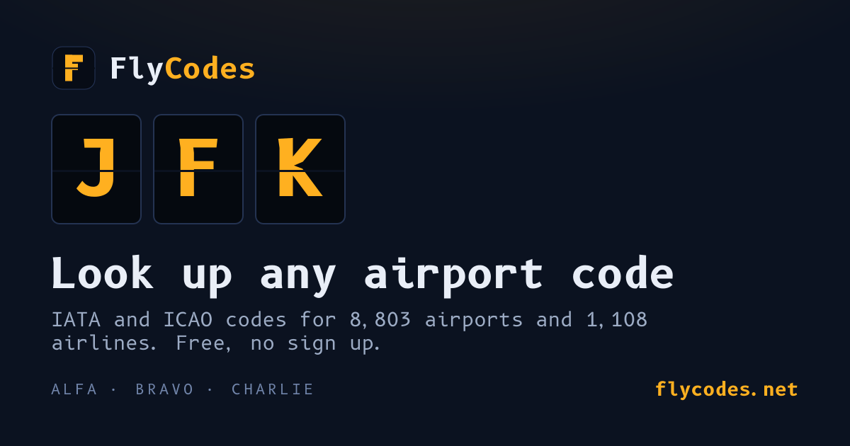 FlyCodes - IATA & ICAO Airport & Airline Code Lookup